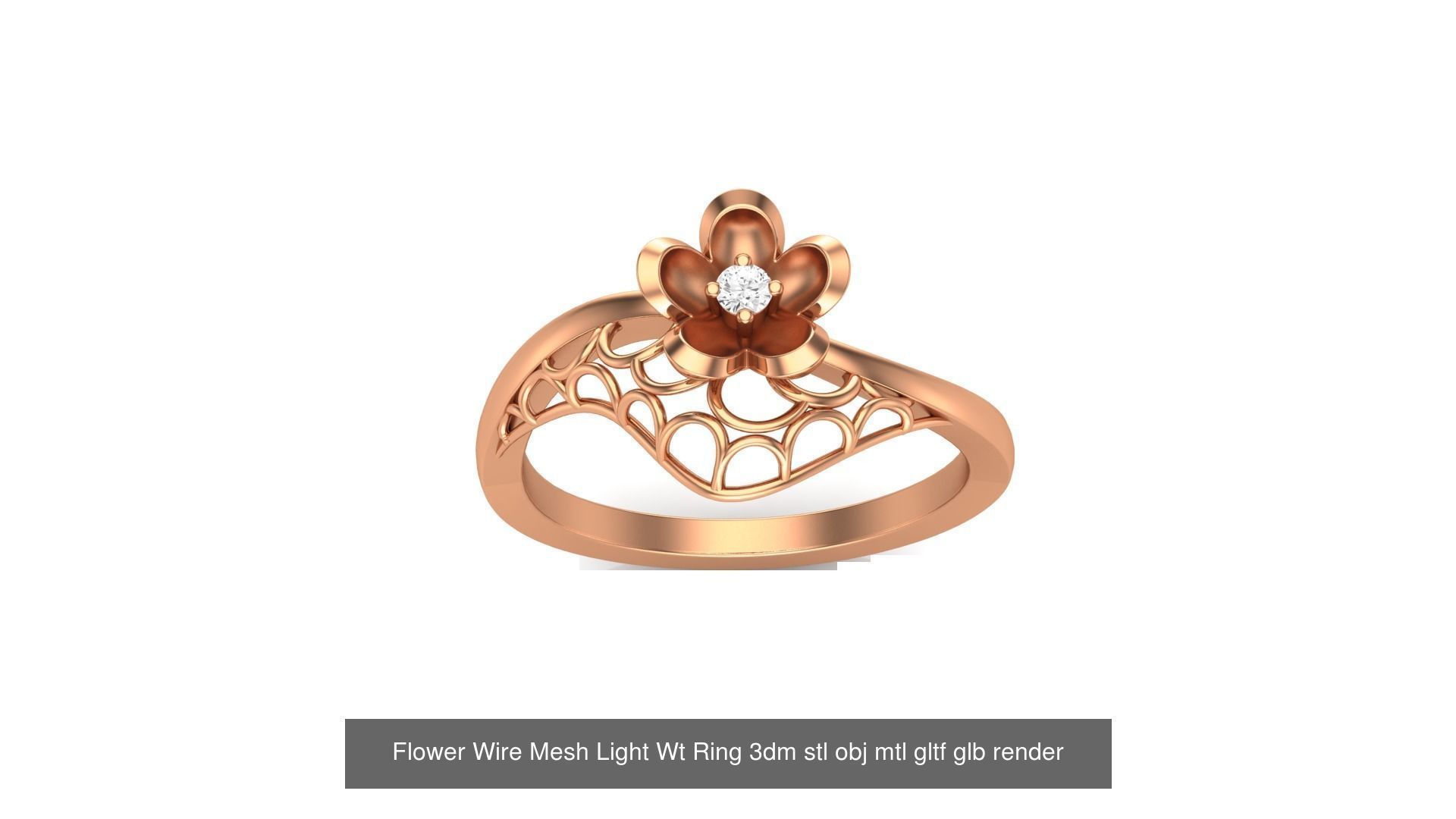 13 Flowers Light Wt Ring 3dm stl obj mtl gltf glb render 3D Model Collection_11