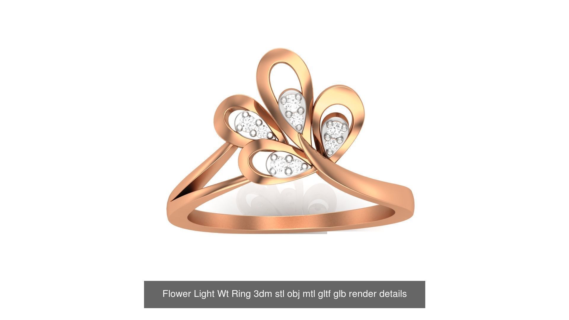 13 Flowers Light Wt Ring 3dm stl obj mtl gltf glb render 3D Model Collection_12