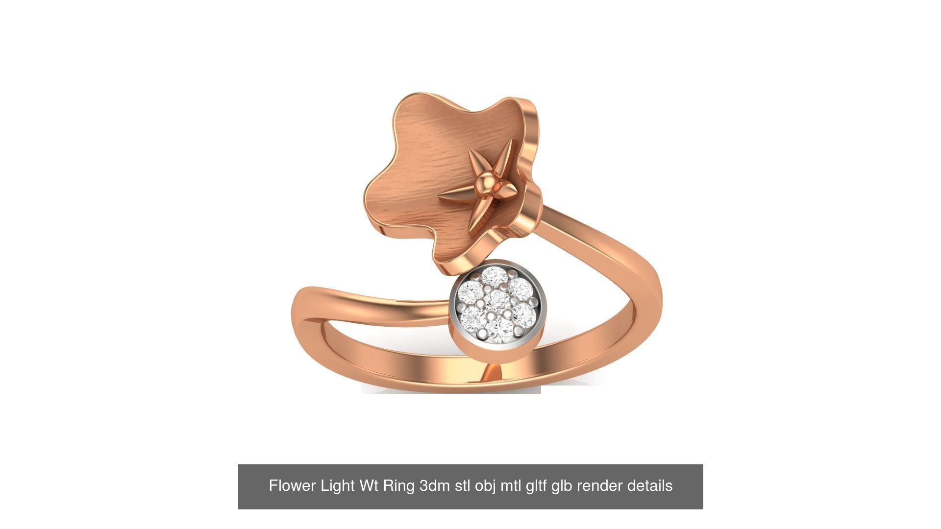 13 Flowers Light Wt Ring 3dm stl obj mtl gltf glb render 3D Model Collection_7