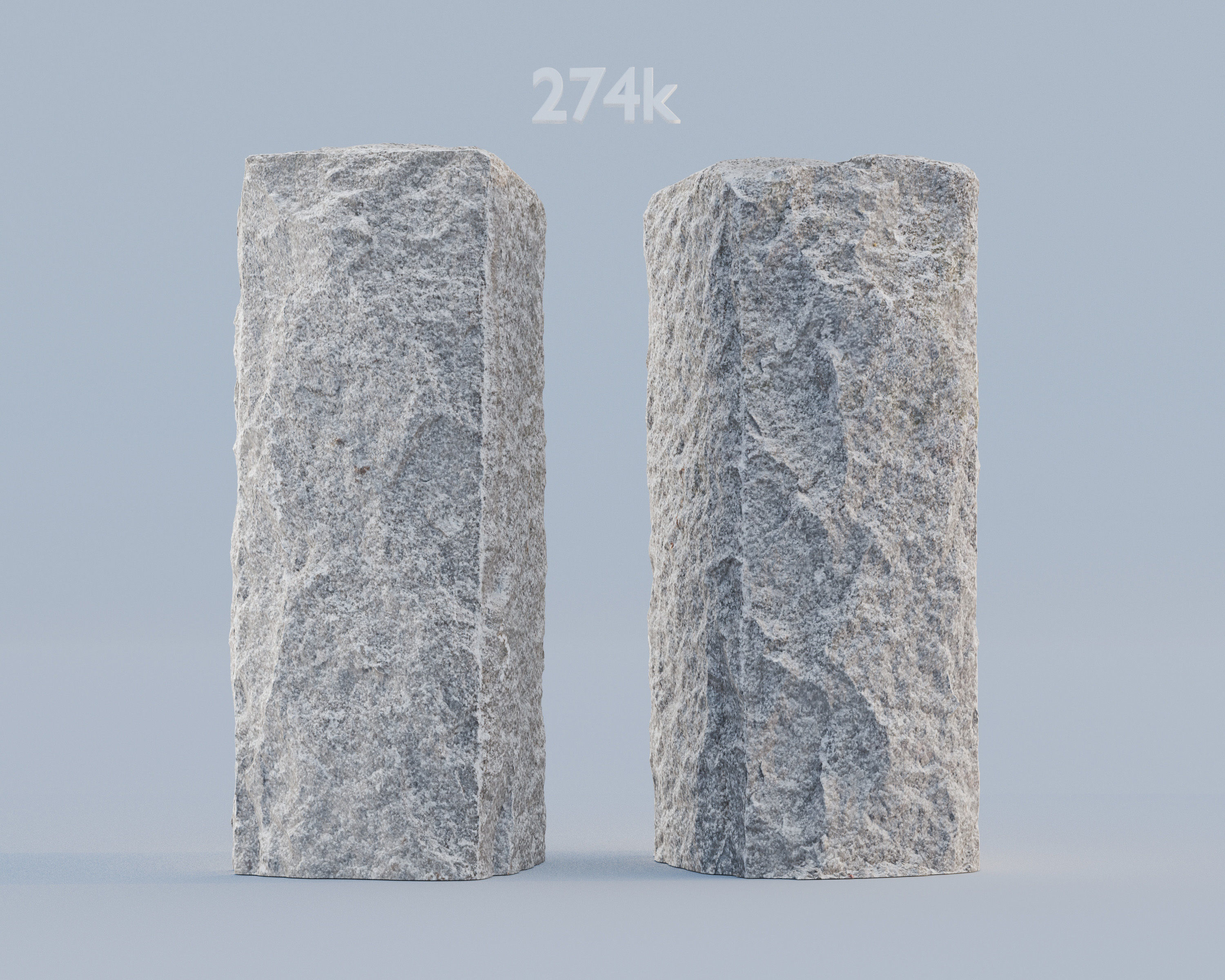Granite Stone Bollard Photoscan 3D model_3