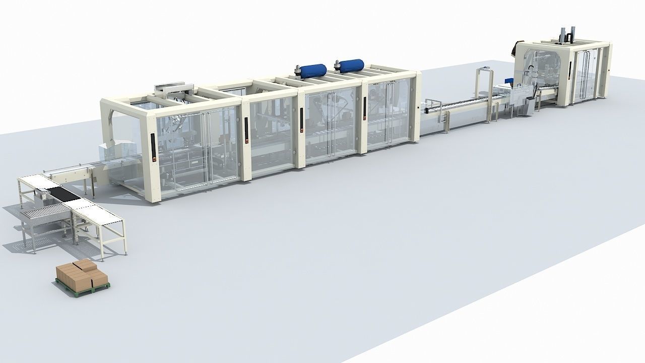 Automated Packaging Production Line For Fresh Milk 3D model_1