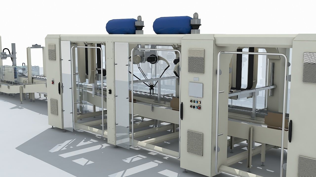 Automated Packaging Production Line For Fresh Milk 3D model_11