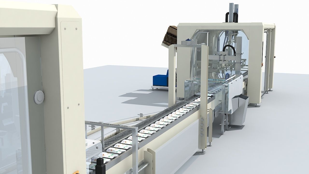 Automated Packaging Production Line For Fresh Milk 3D model_7