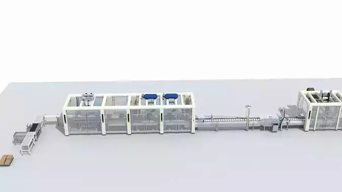 Automated Packaging Production Line For Fresh Milk 3D model