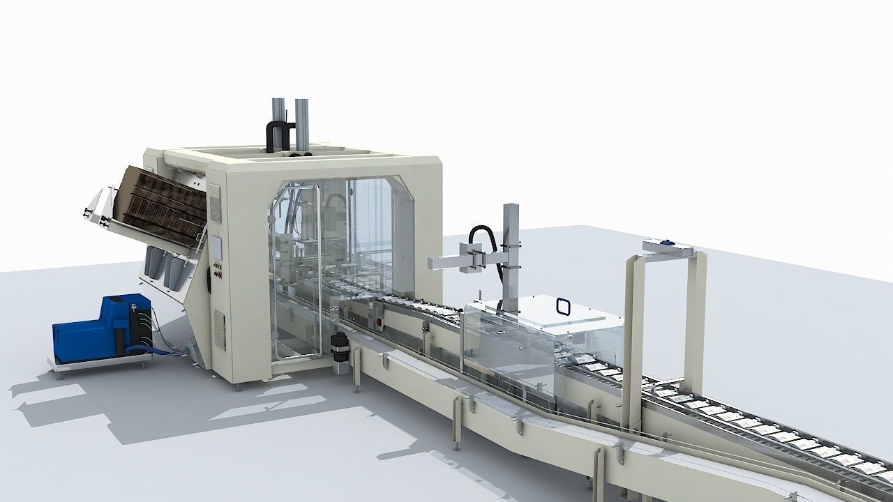 Automated Packaging Production Line For Fresh Milk 3D model_10