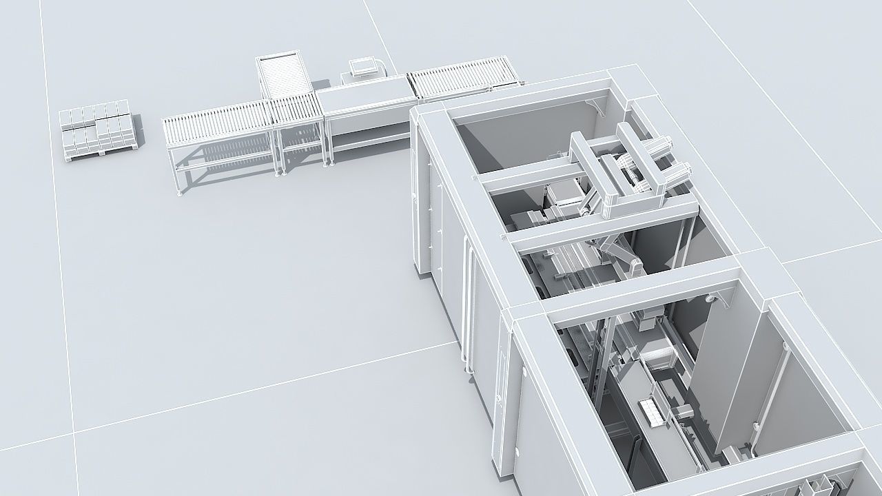 Automated Packaging Production Line For Fresh Milk 3D model_16