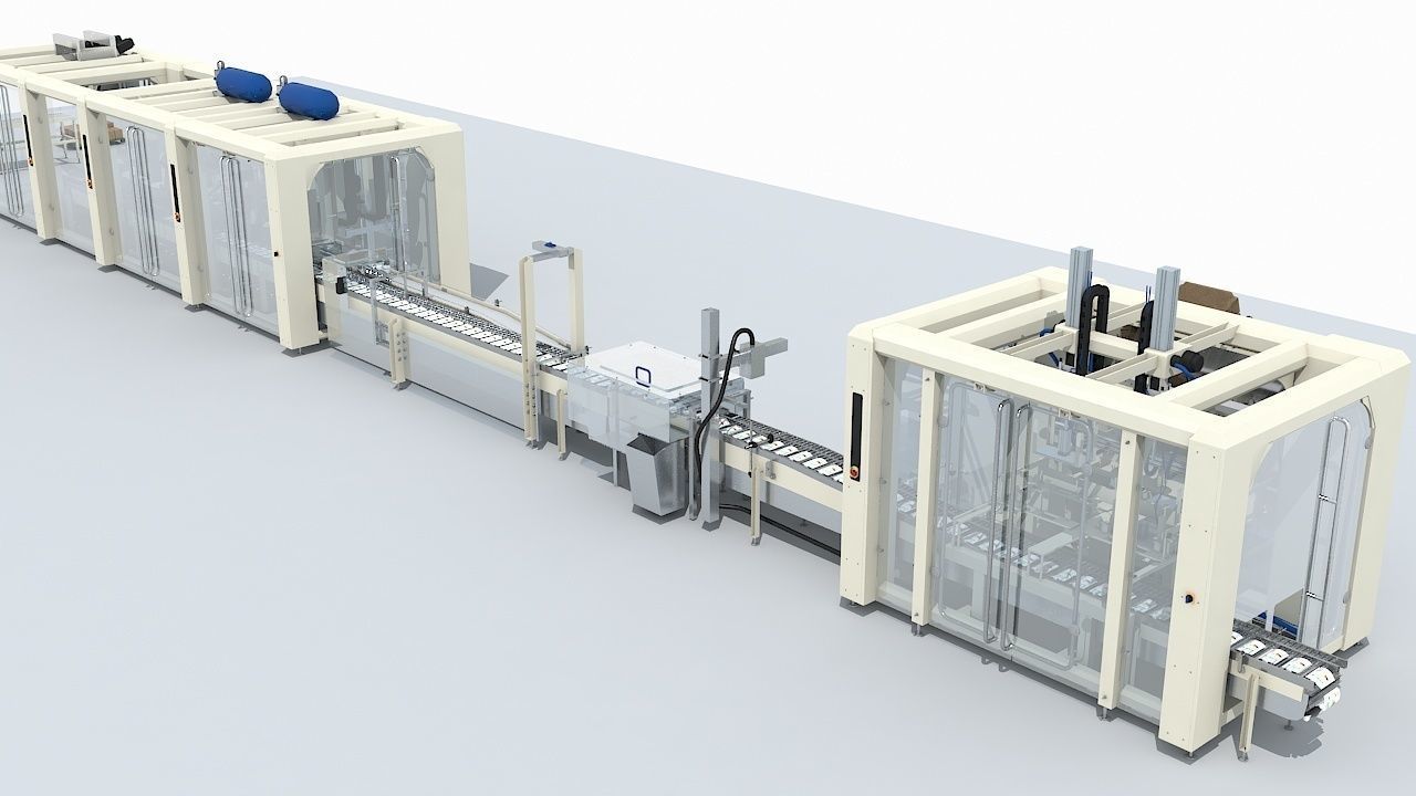 Automated Packaging Production Line For Fresh Milk 3D model_8