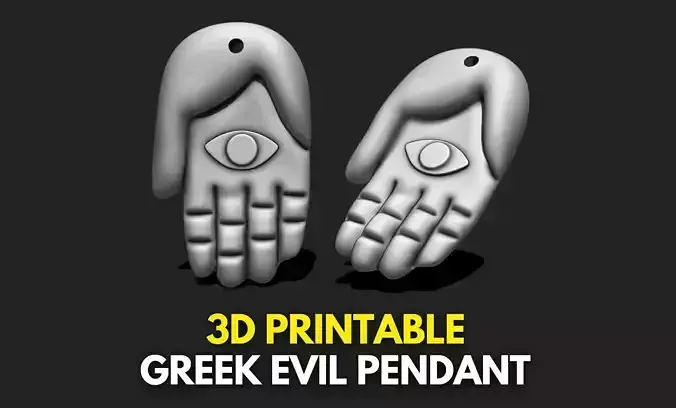 Greek Evil Pendant Keychain - 3D STL File for 3D Printing