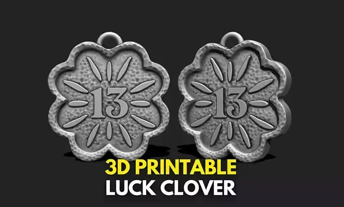 Luck Clover Pendant Keychain - 3D STL File for 3D Printing 3D print model