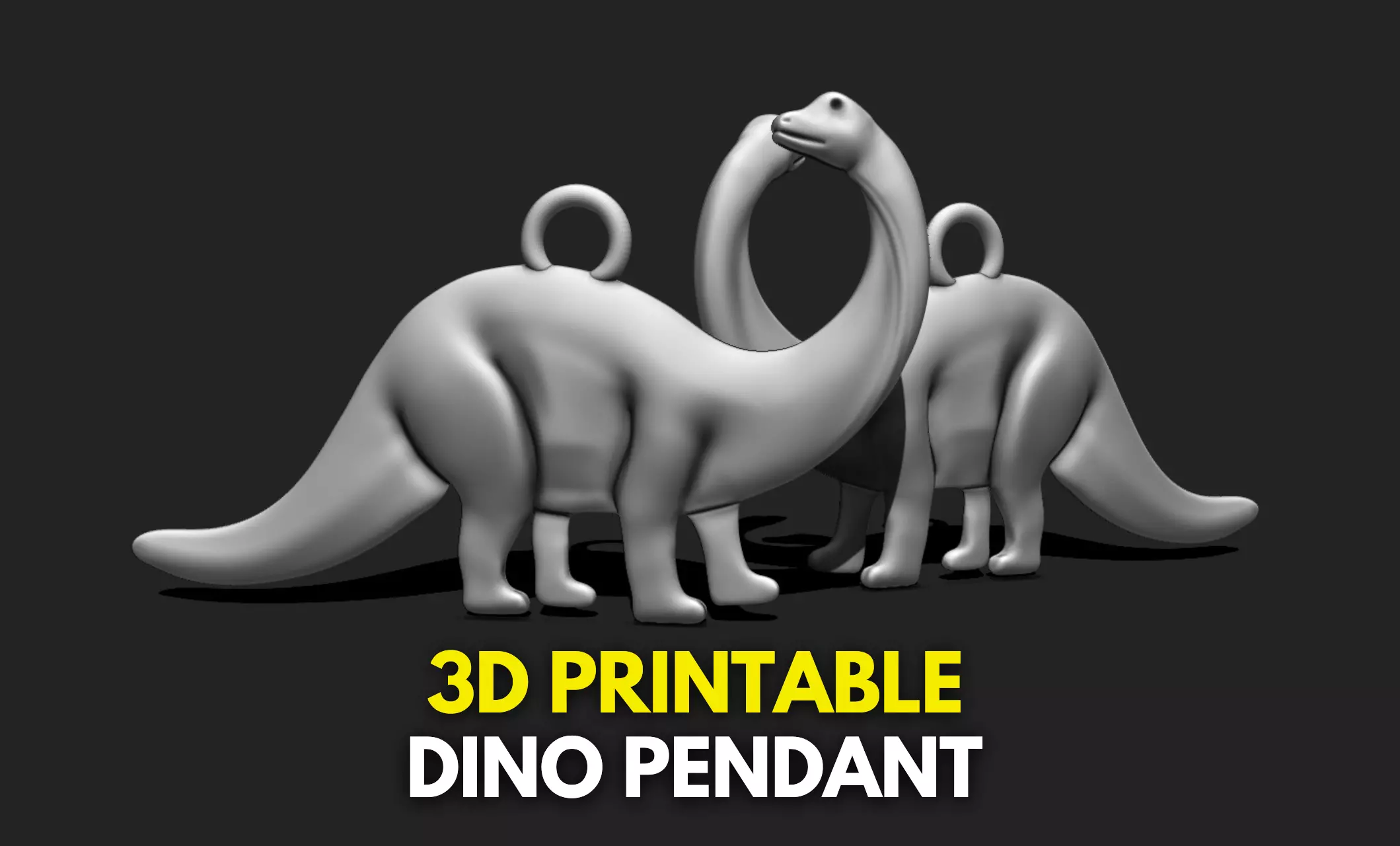 Dinosaur Pendant Keychain - 3D STL File for 3D Printing 3D print model