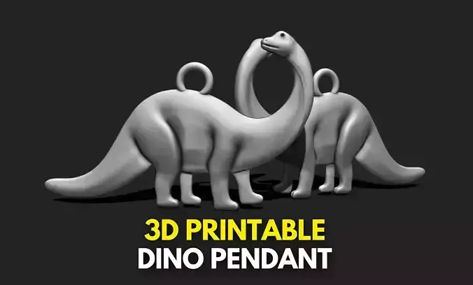 Dinosaur Pendant Keychain - 3D STL File for 3D Printing 3D print model