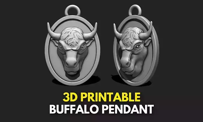 Buffalo Pendant - Keychain 3D STL File for 3D Printing