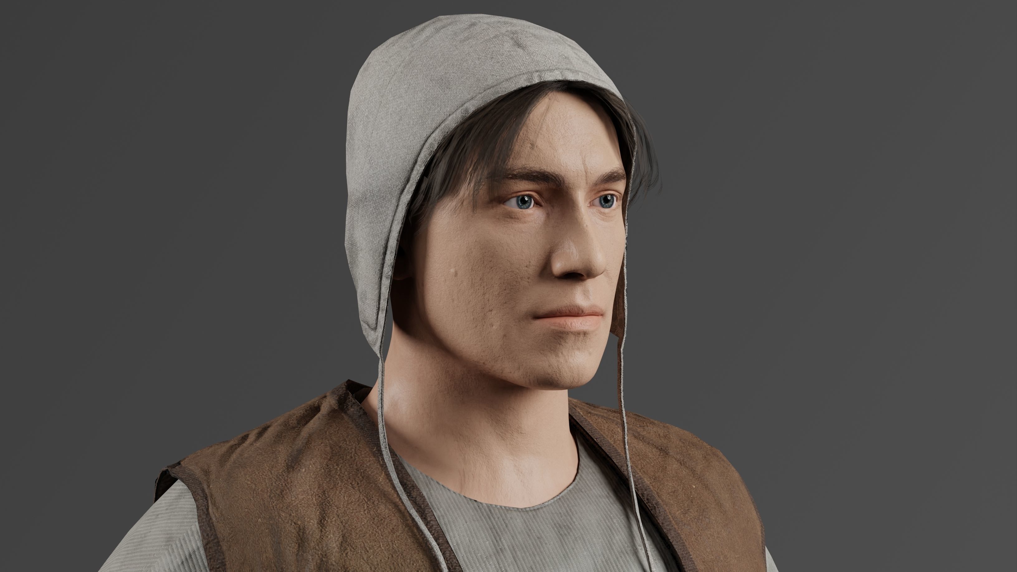 Medieval Peasant male 3D character model Low-poly 3D model_7