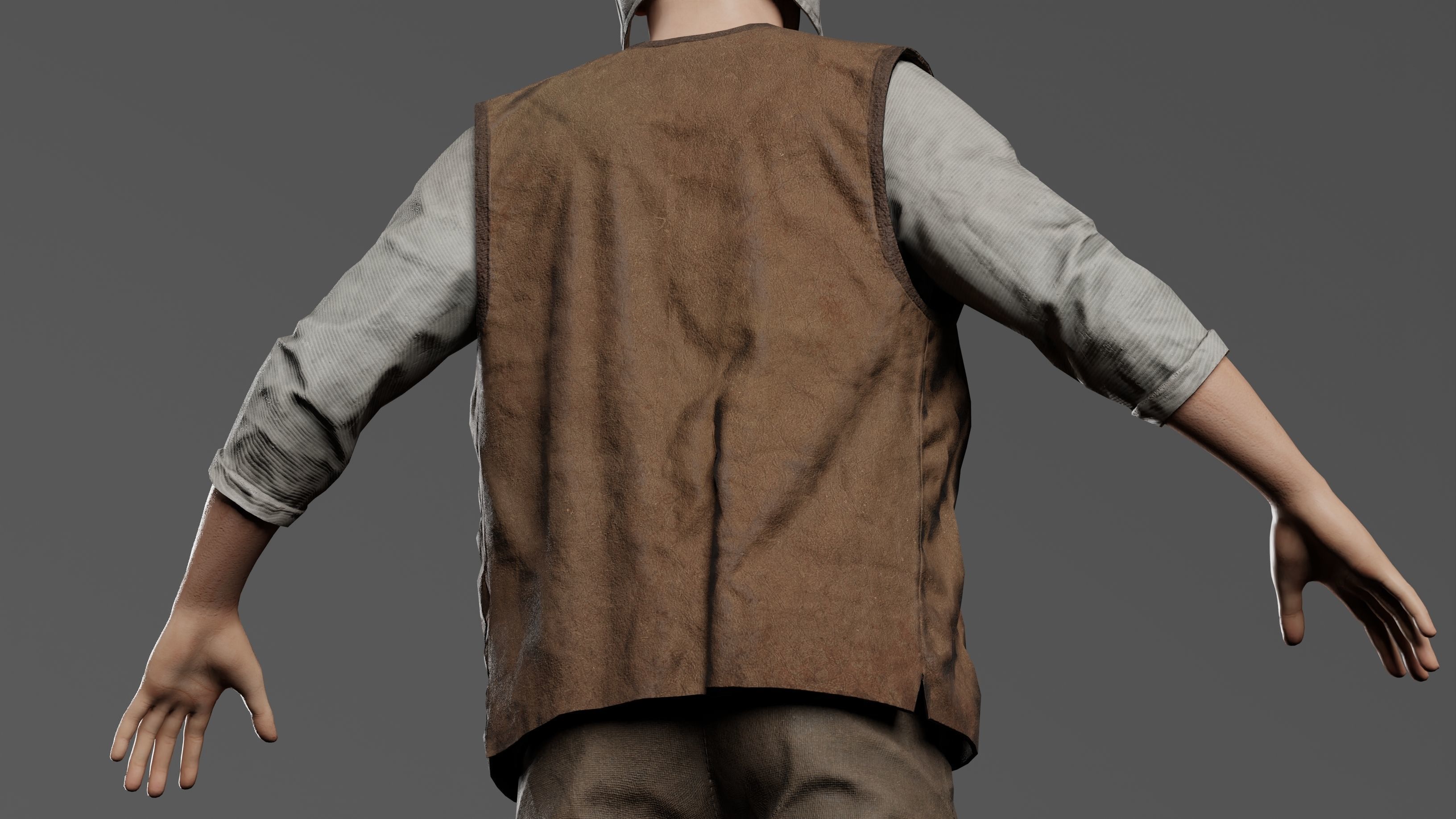 Medieval Peasant male 3D character model Low-poly 3D model_6