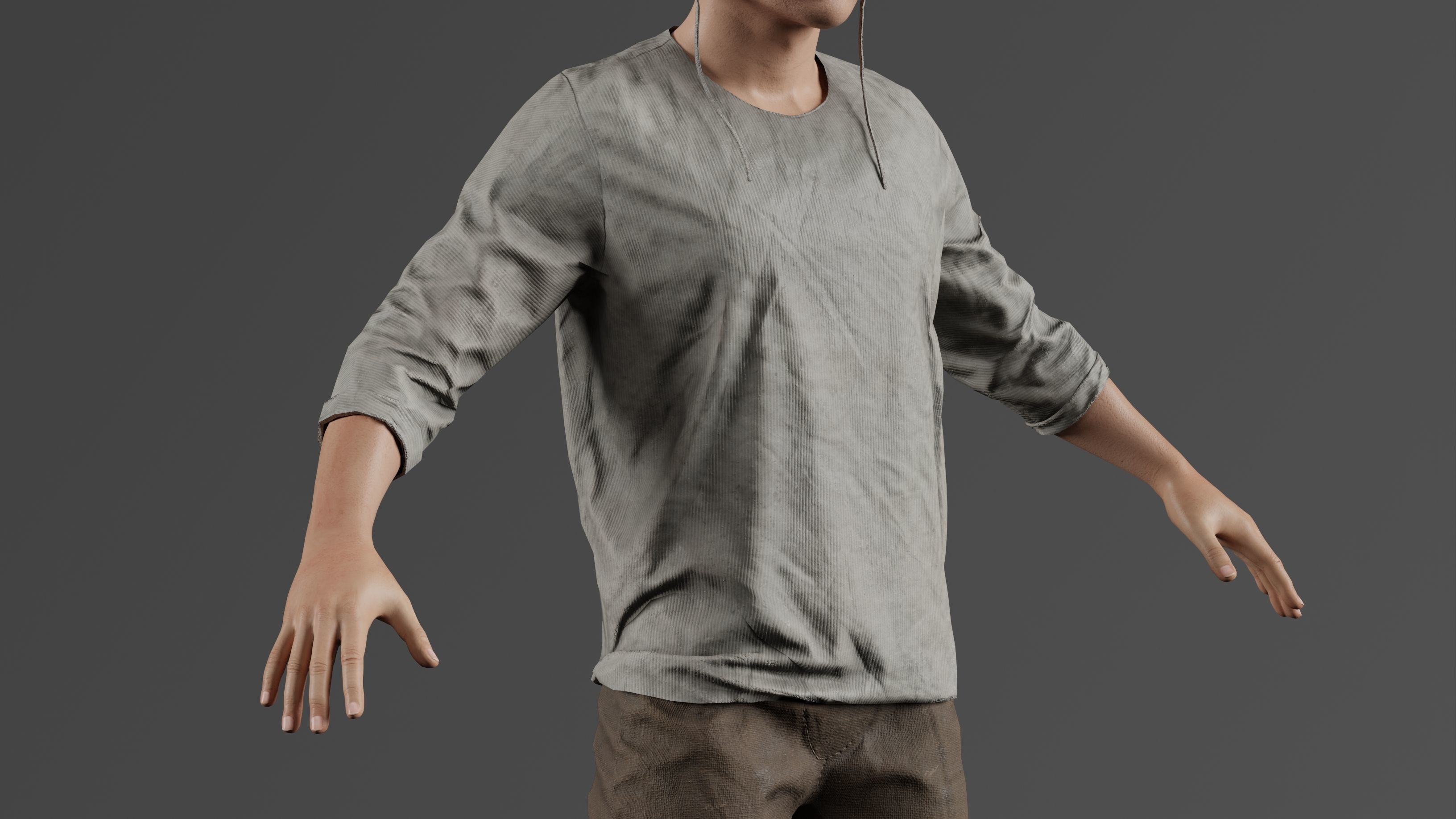 Medieval Peasant male 3D character model Low-poly 3D model_5