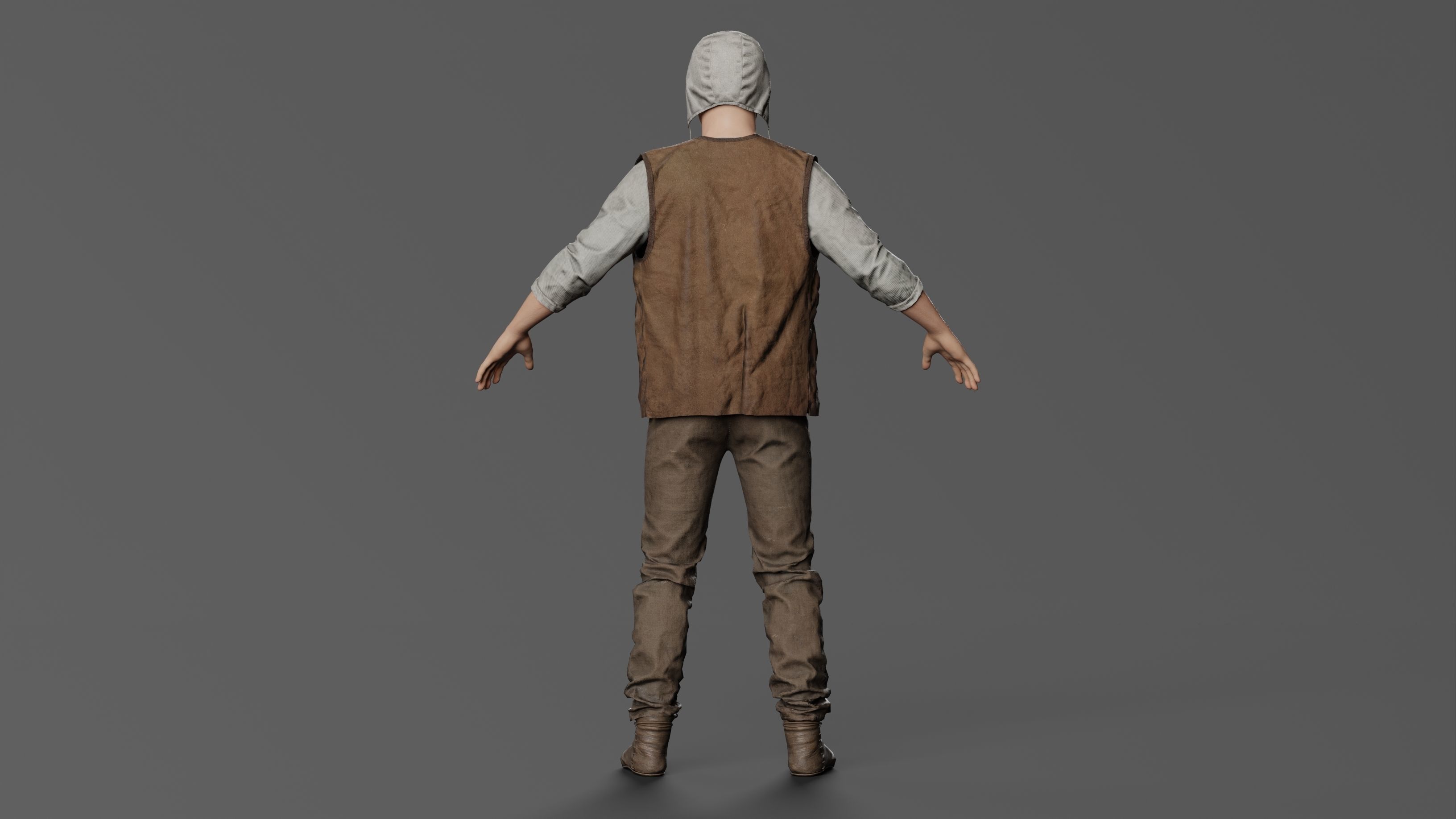 Medieval Peasant male 3D character model Low-poly 3D model_2