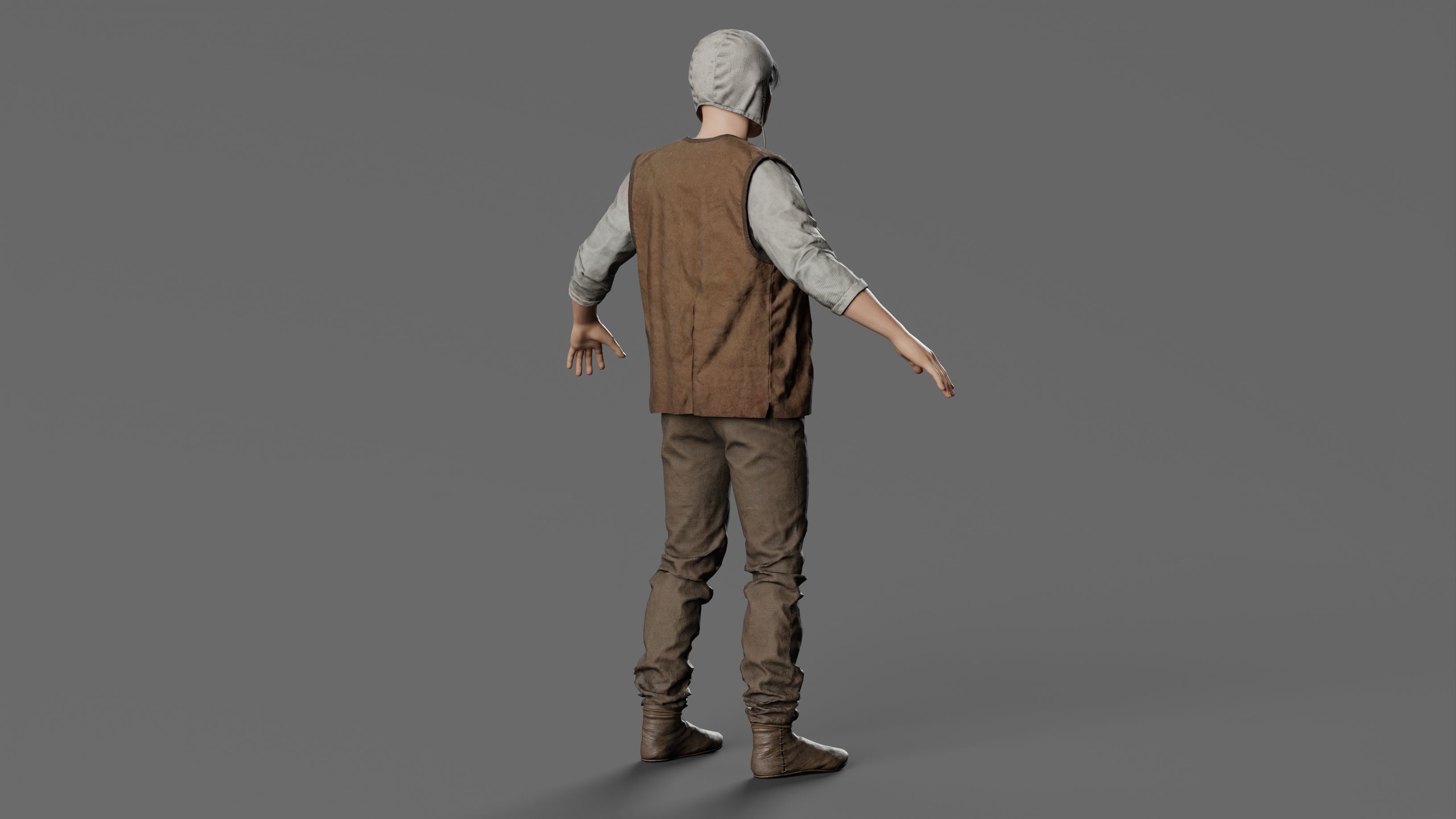 Medieval Peasant male 3D character model Low-poly 3D model_3