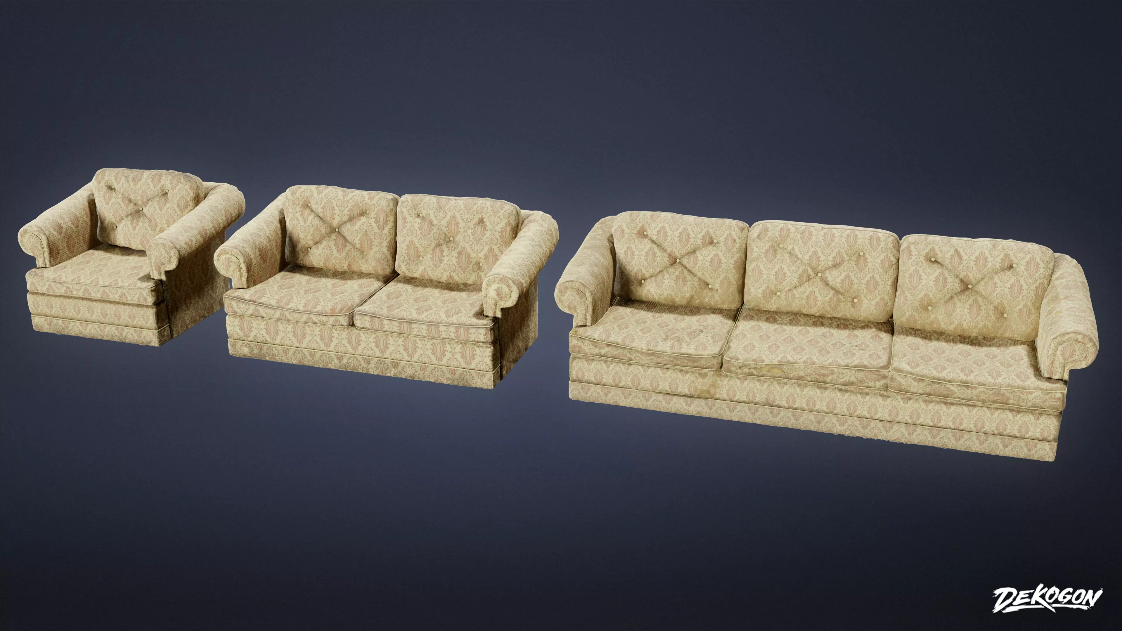 SUBURBS - Couch 21 - LOW POLY AND NANITE Low-poly 3D model