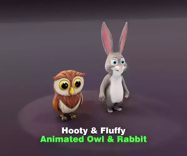Animated Owl and Rabbit 3D Model Collection