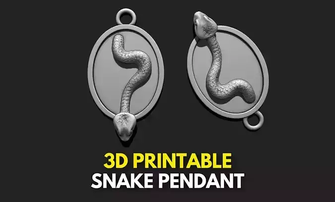 Snake Pendant Keychain - 3D STL File for 3D Printing 3D print model
