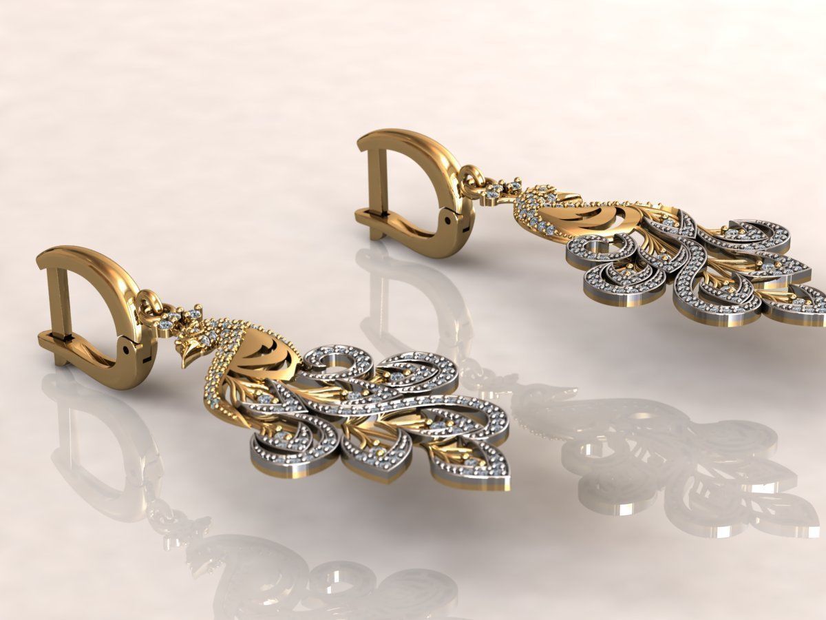 Phoenix pendant earrings set Firebird  3D print model_9