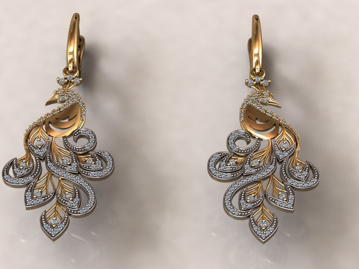 Phoenix pendant earrings set Firebird  3D print model_8