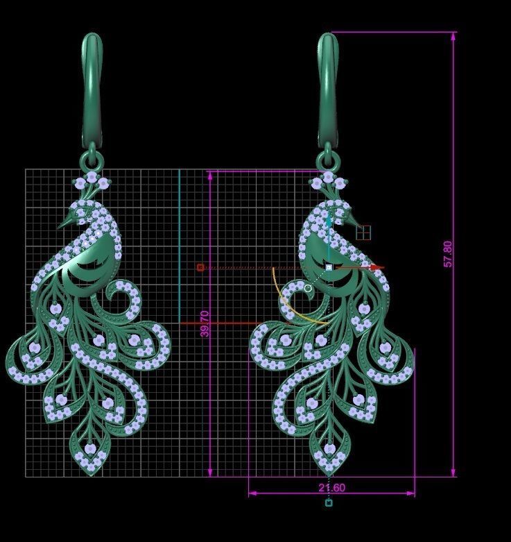 Phoenix pendant earrings set Firebird  3D print model_10