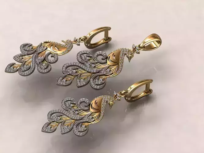 Phoenix pendant earrings set Firebird 