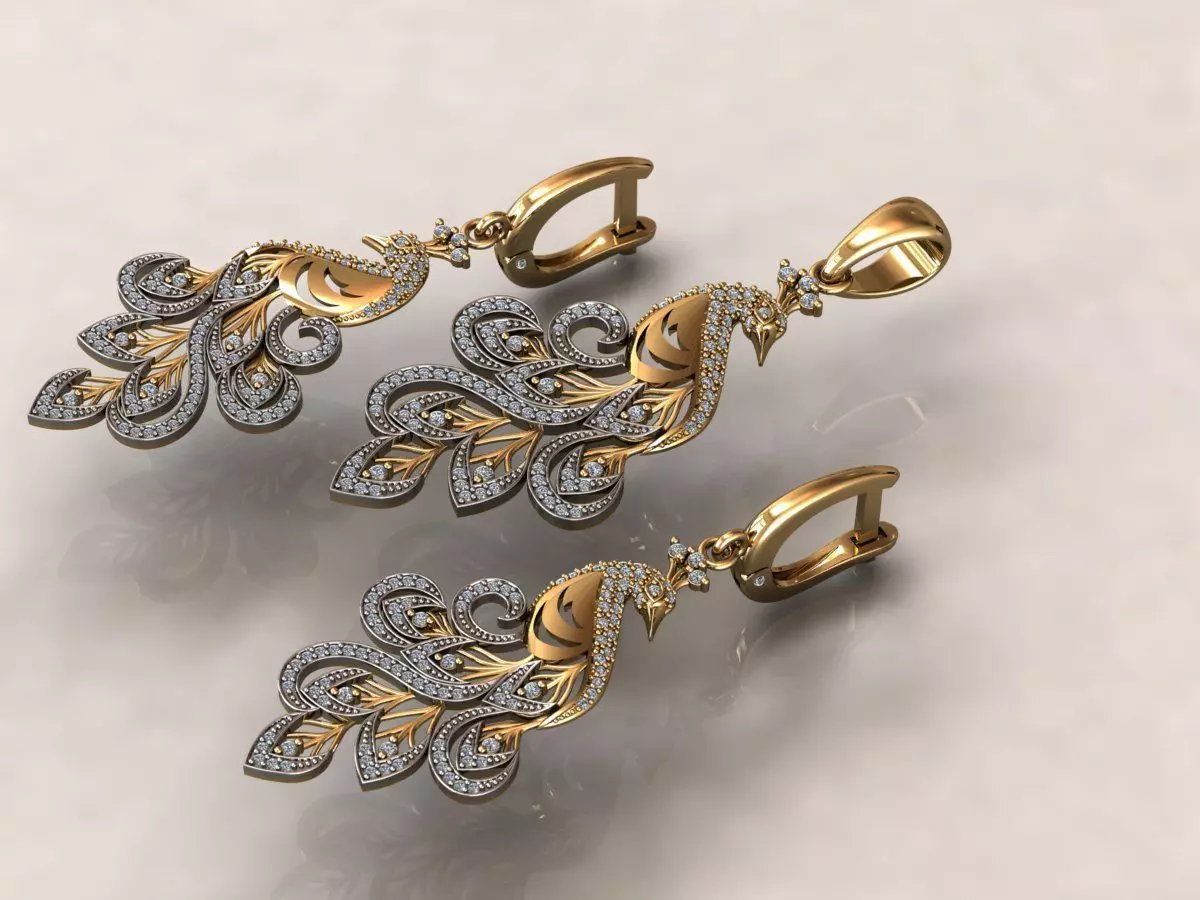 Phoenix pendant earrings set Firebird  3D print model_0