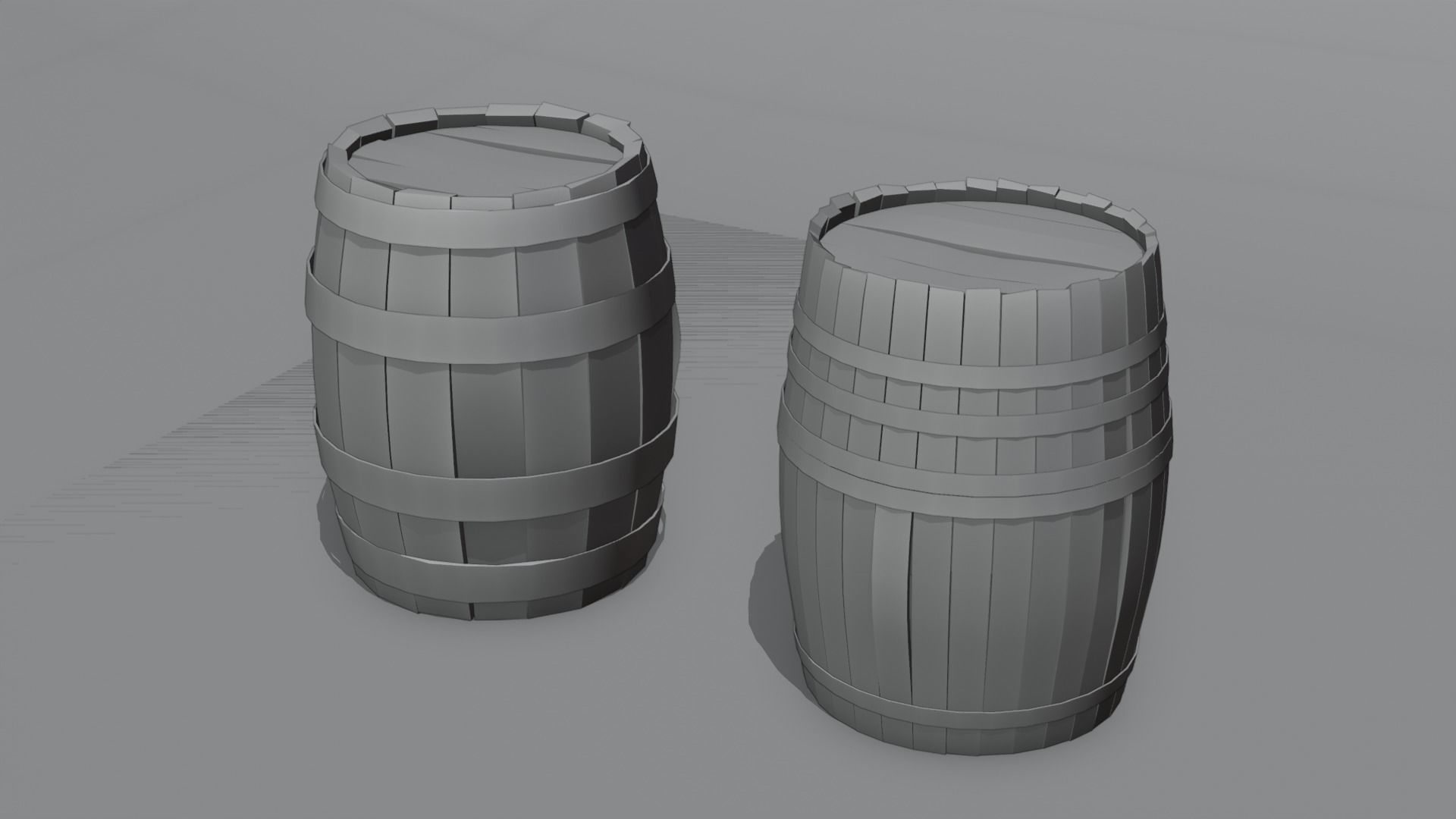 Wooden  barrel Low-poly 3D model_5