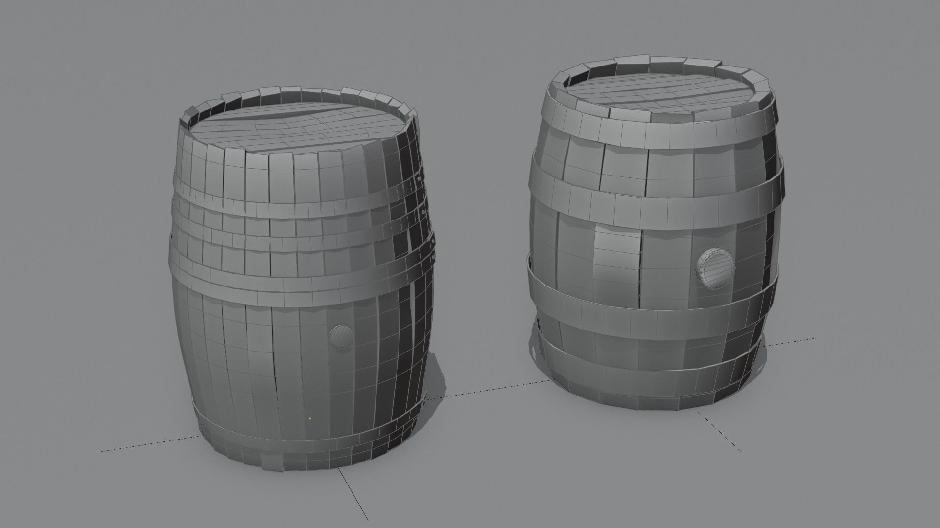 Wooden  barrel Low-poly 3D model_6