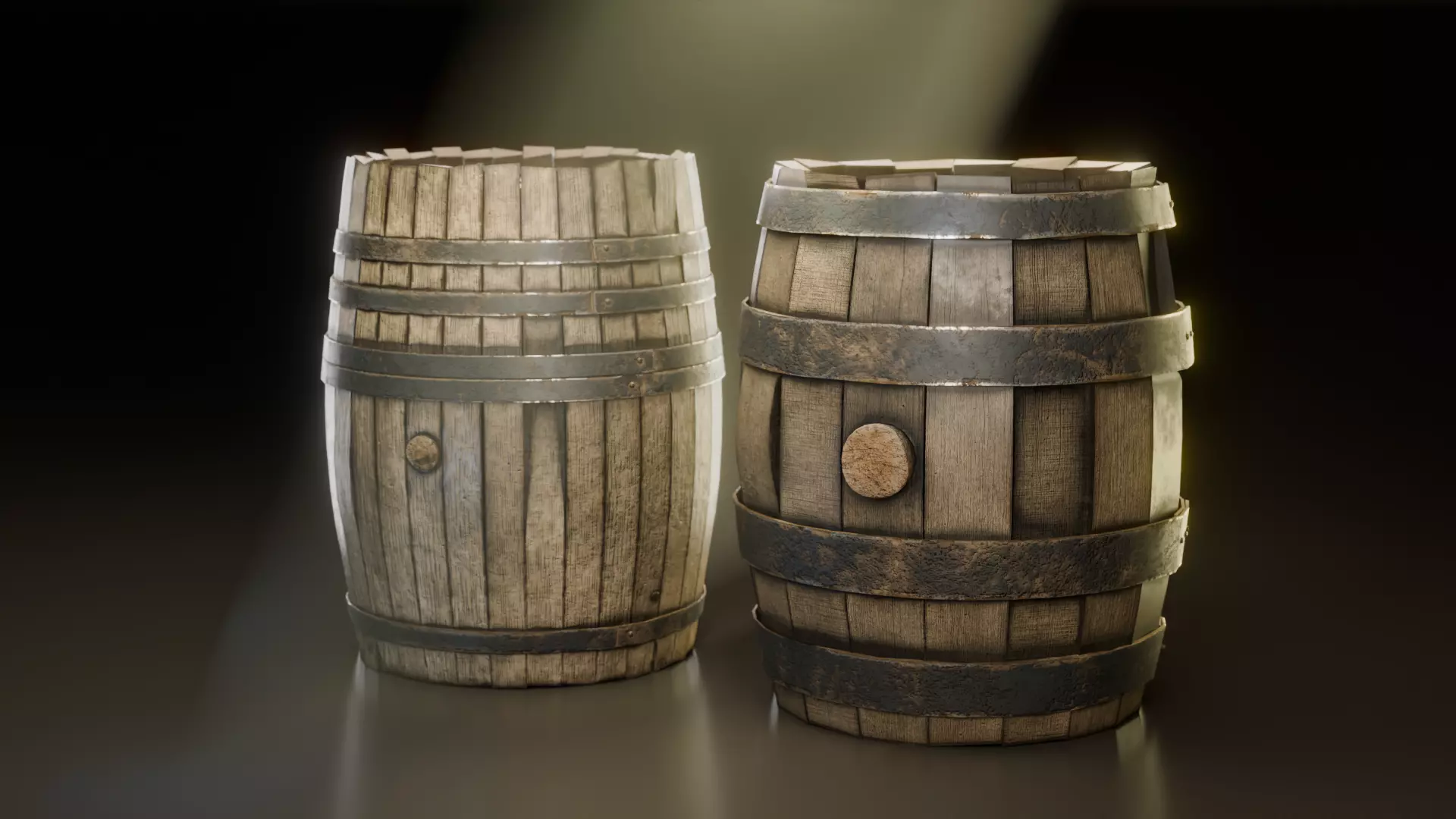 Wooden  barrel Low-poly 3D model_0