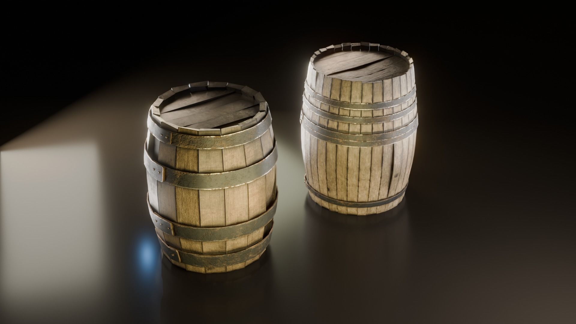 Wooden  barrel Low-poly 3D model_3