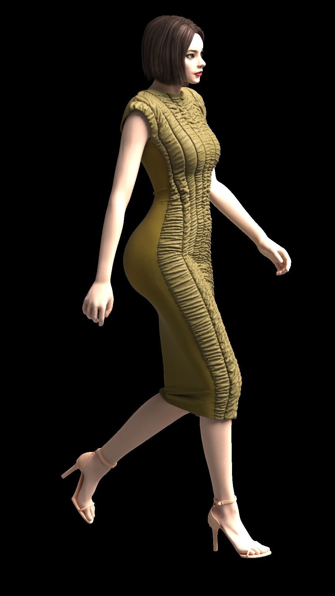 Ruched Dress 3D model_3