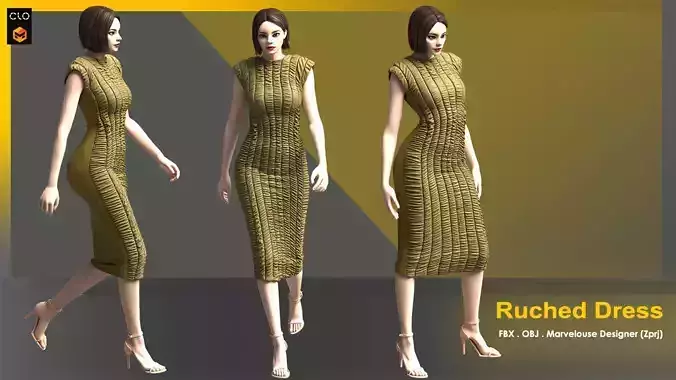 Ruched Dress 3D model