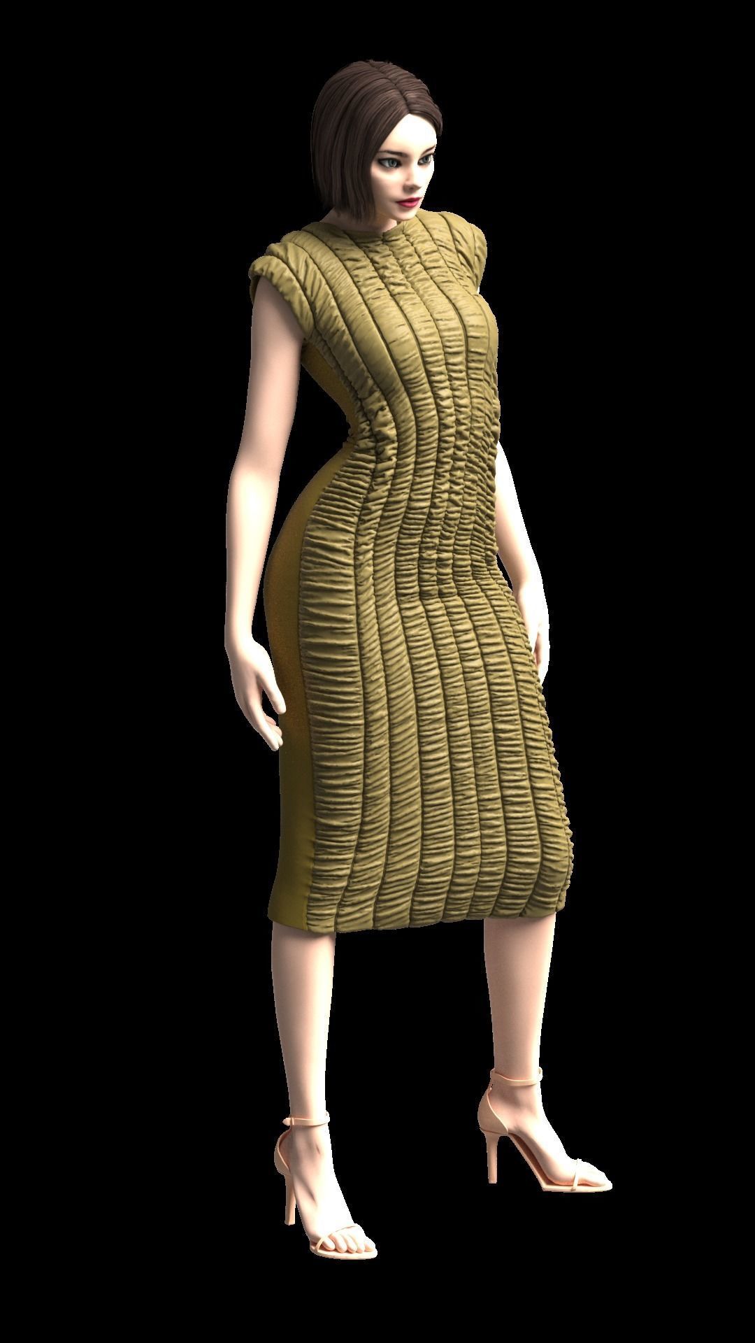 Ruched Dress 3D model_7