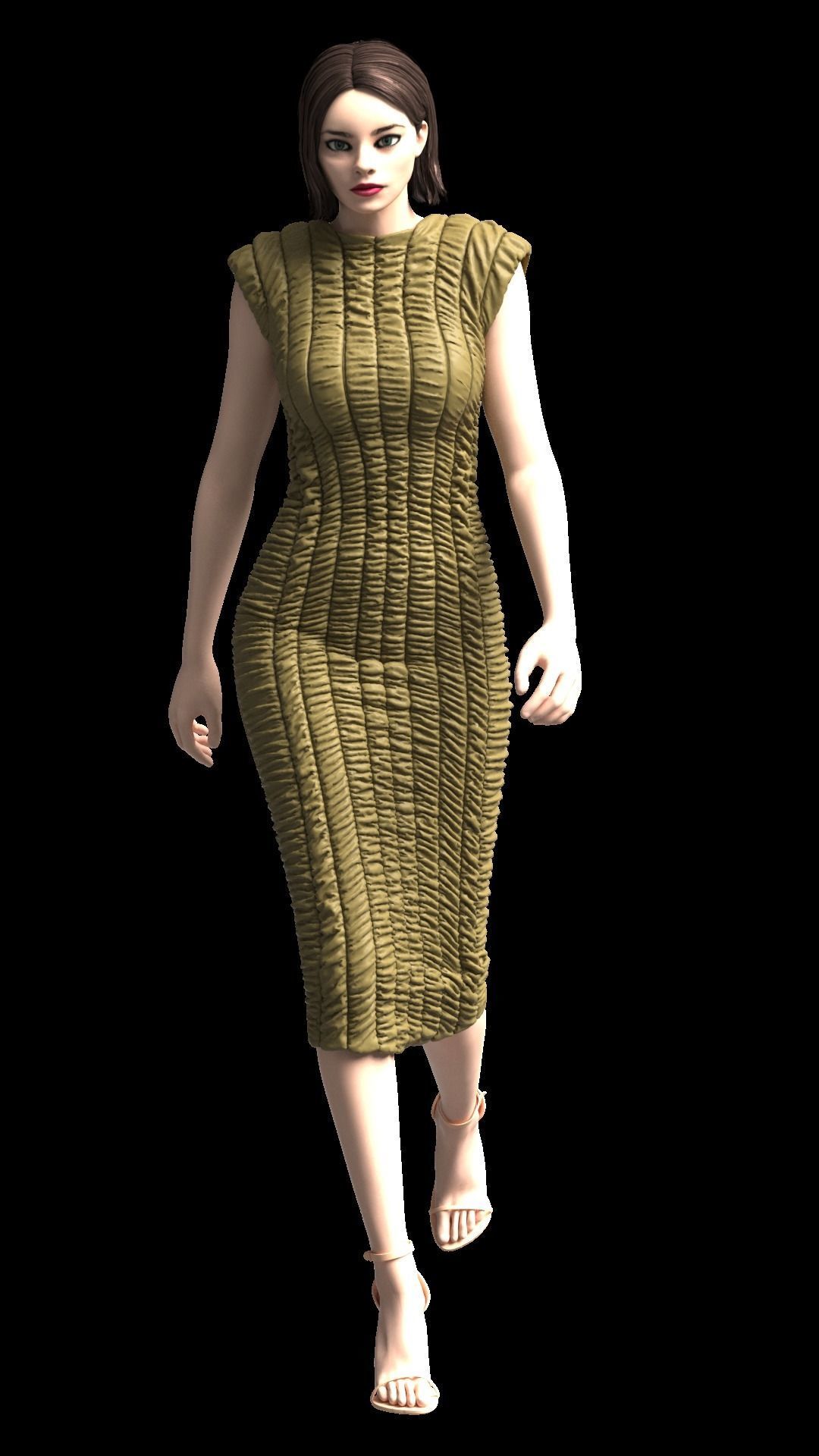 Ruched Dress 3D model_1