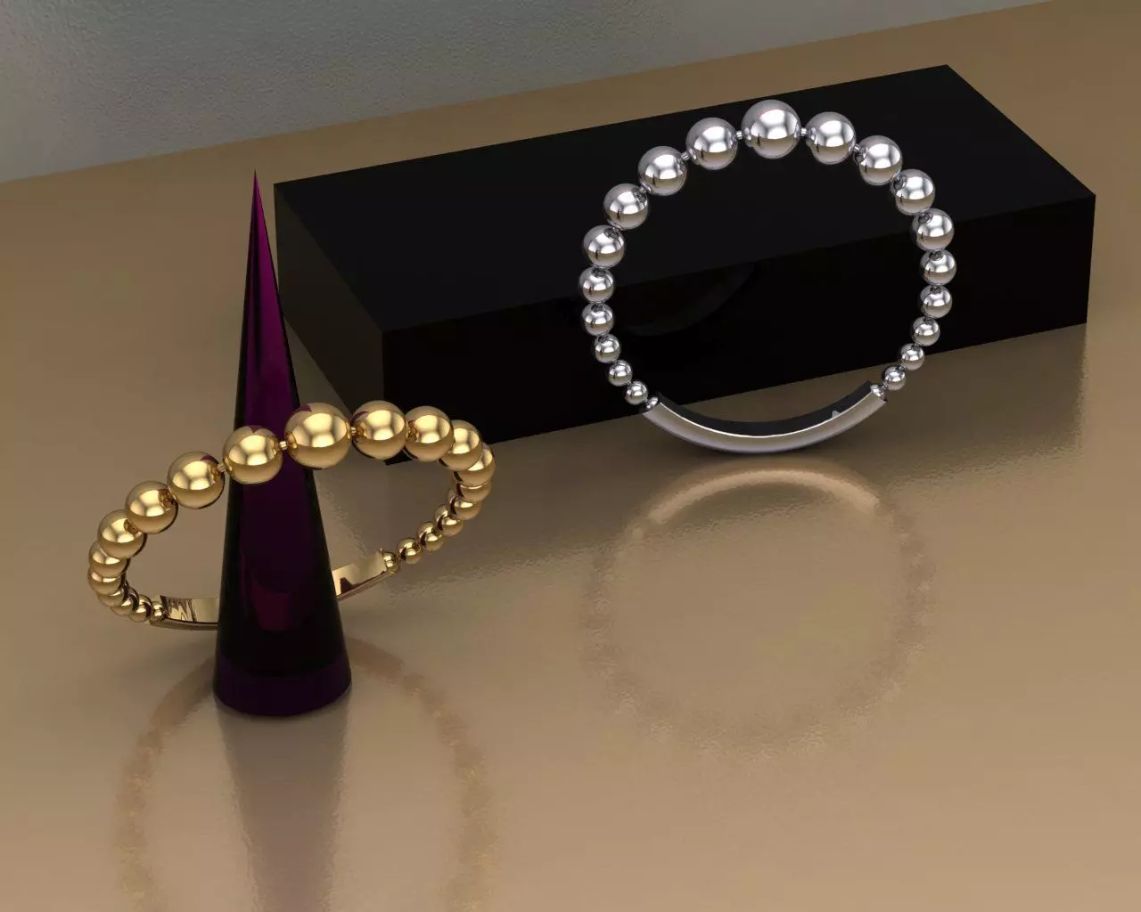 Modern Beaded Ring - Gold and Silver Variants Free 3D print model