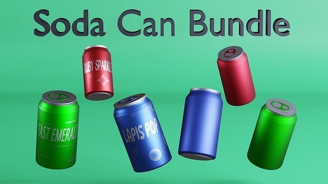 Soda Can Bundle with base version  Low-poly 3D model