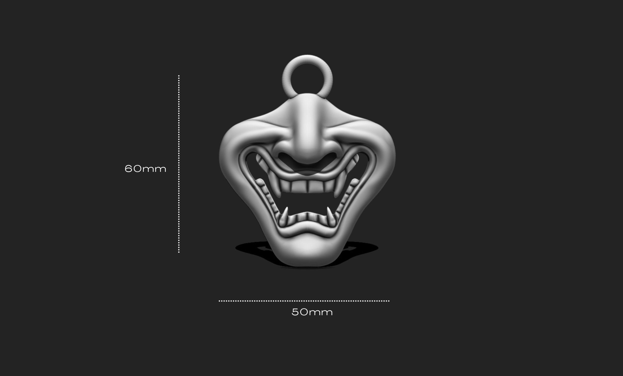 Oni Mask Pendant Keychain - 3D STL File for 3D Printing 3D print model_1