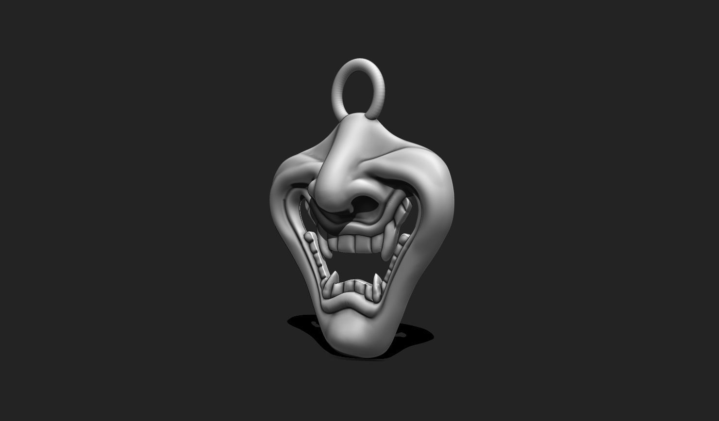 Oni Mask Pendant Keychain - 3D STL File for 3D Printing 3D print model_7