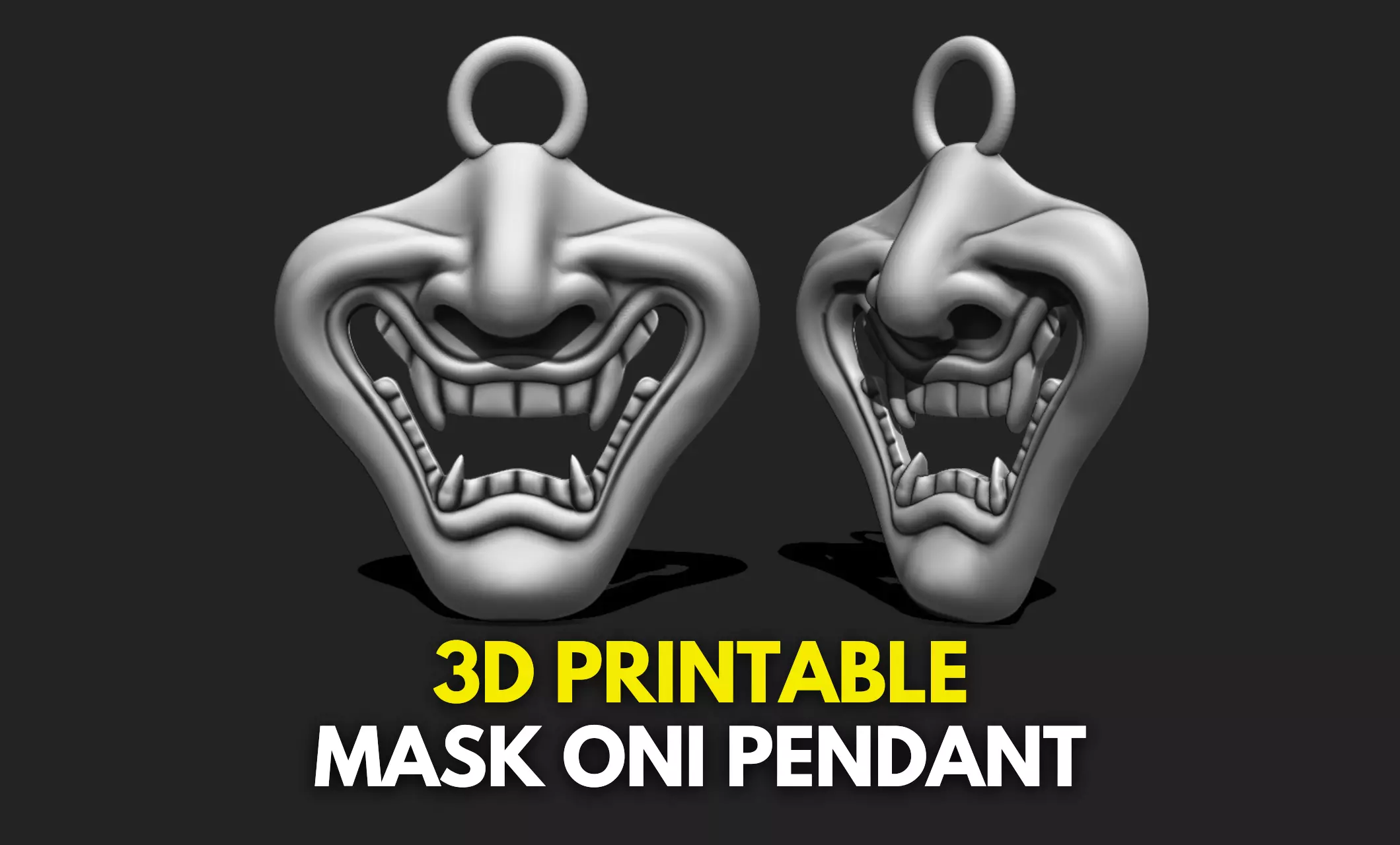 Oni Mask Pendant Keychain - 3D STL File for 3D Printing 3D print model_0