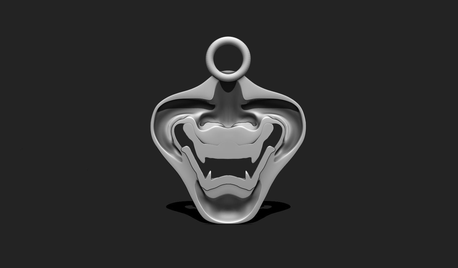 Oni Mask Pendant Keychain - 3D STL File for 3D Printing 3D print model_6