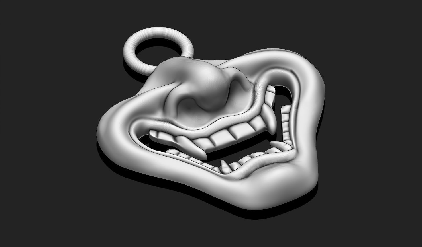Oni Mask Pendant Keychain - 3D STL File for 3D Printing 3D print model_8