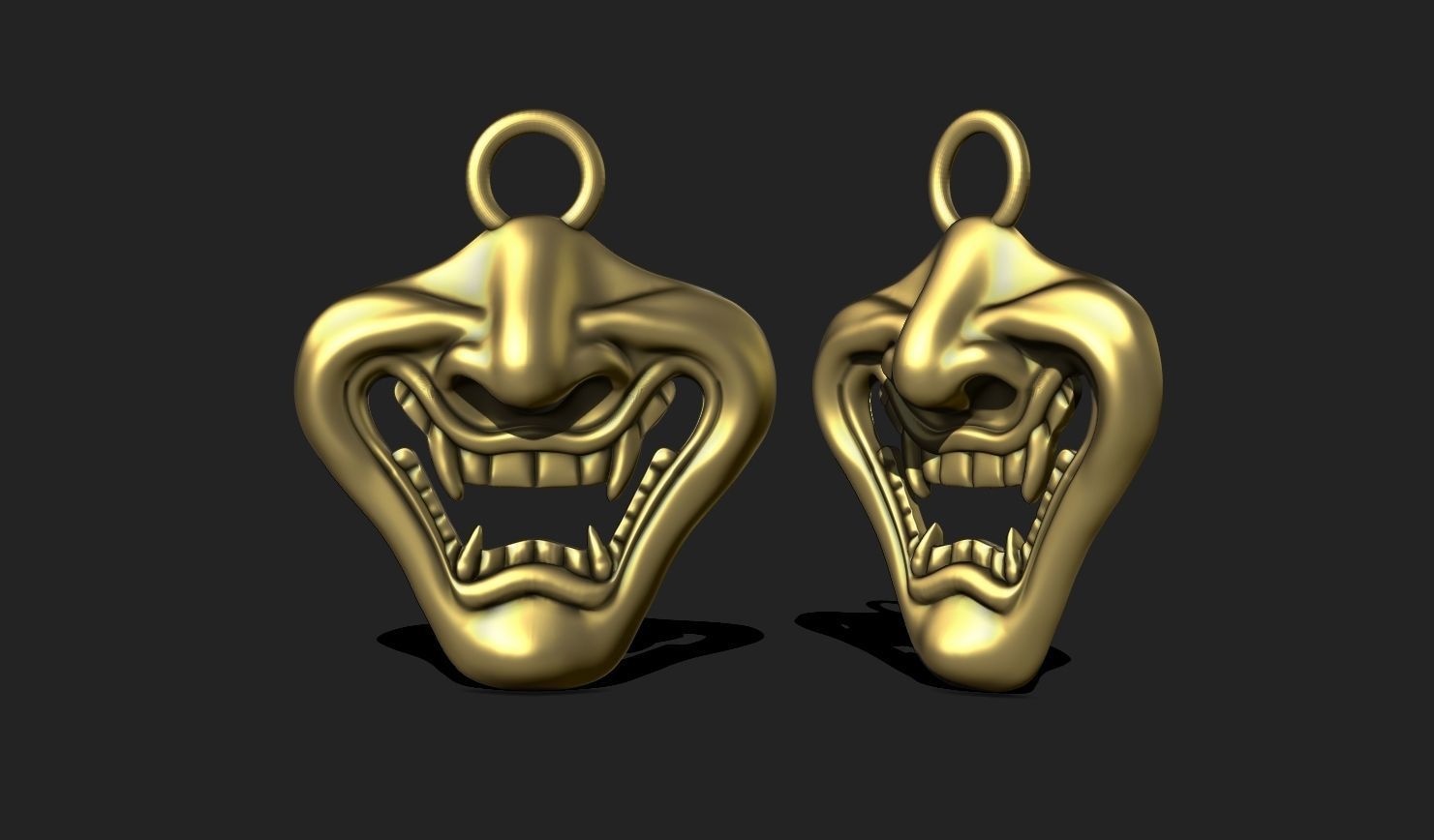 Oni Mask Pendant Keychain - 3D STL File for 3D Printing 3D print model_2