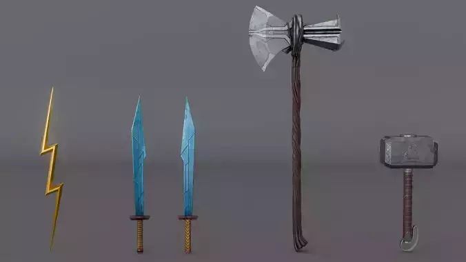 Ultimate Thor Weapons Asset Pack - High Definition Bundle 3D model