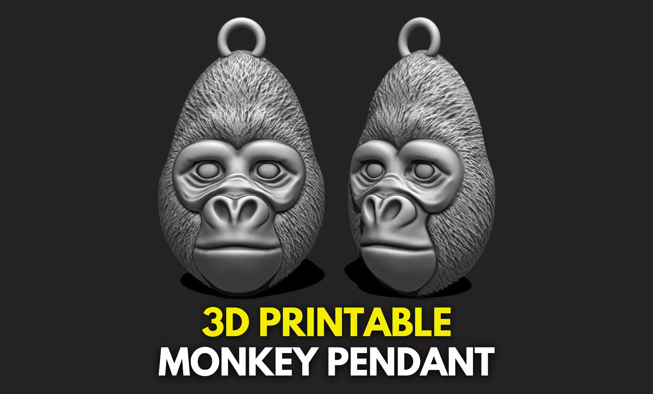 Monkey Gorilla Pendant - 3D STL File for 3D Printing 3D print model