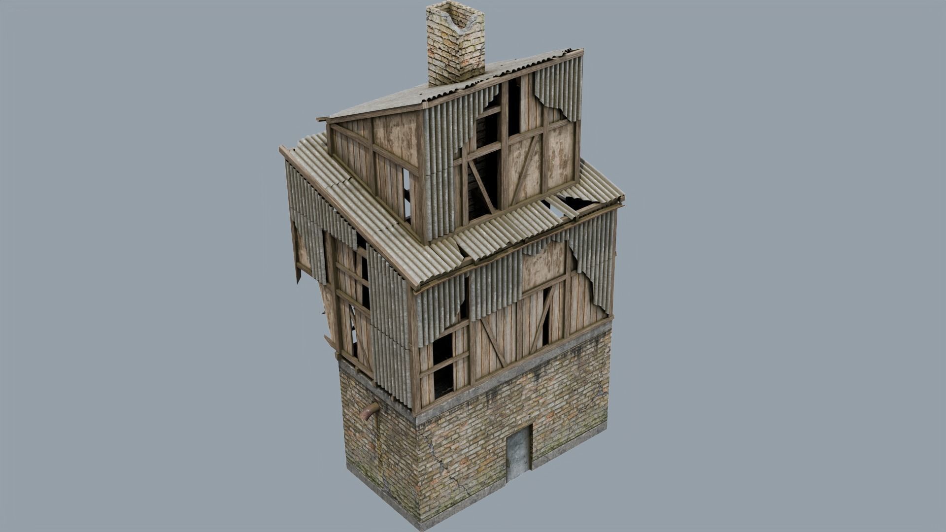 Abandoned Building Low-poly 3D model_3