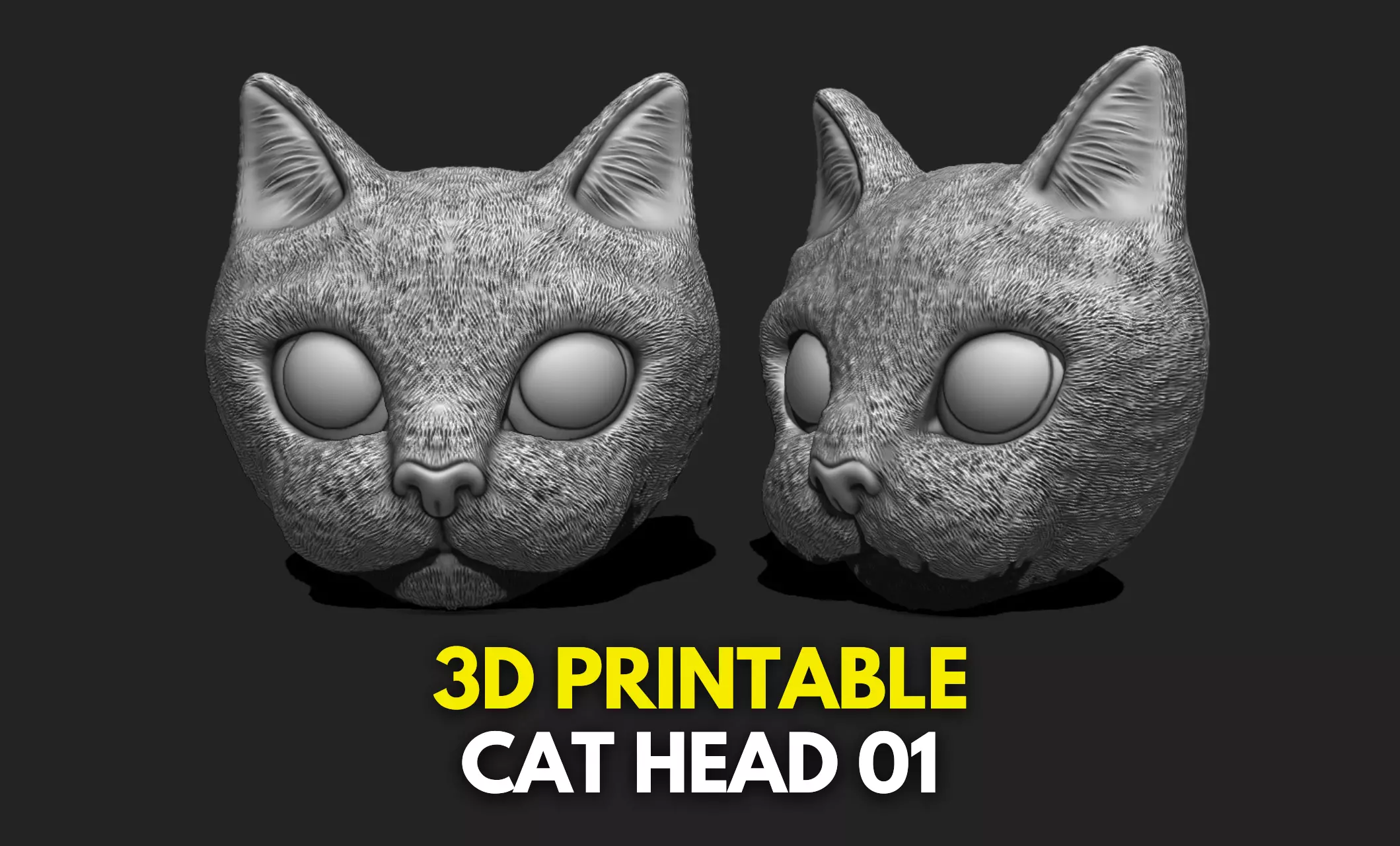 Cat Head 01 Pendant Keychain - 3D STL File for 3D Printing 3D print model_0