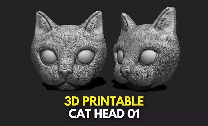 Cat Head 01 Pendant Keychain - 3D STL File for 3D Printing 3D print model